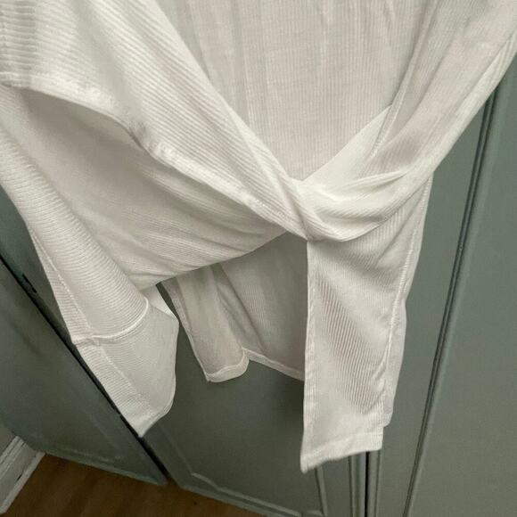 Asos Maternity Size 2 White Ribbed Top Tunic Side Slit - Picture 3 of 5